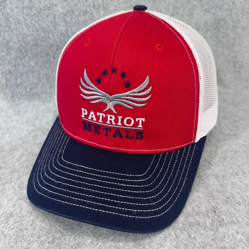 Richardson 112 Patriot Metals Trucker Hat Snapback Red White Navy Blue Mesh Cap